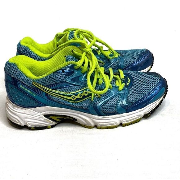 Saucony Oasis 2 grid turquoise and neon yellow running shoes size 7.5 - Picture 5 of 16